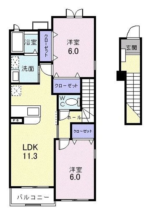 埼玉県北葛飾郡杉戸町大字堤根(アパート)の賃貸物件の間取り