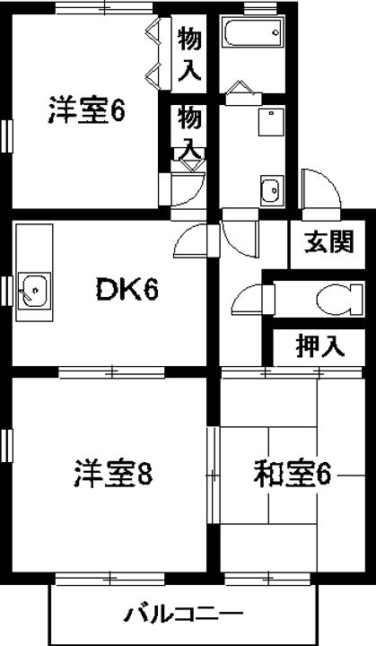 愛知県名古屋市中村区八社2(アパート)の賃貸物件の間取り