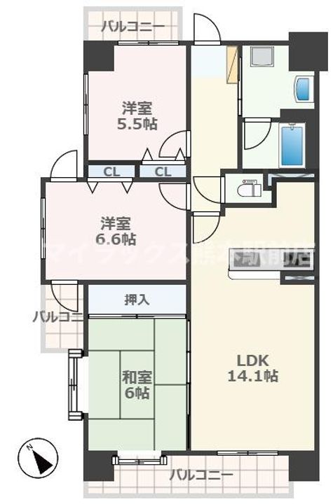 ライオンズマンション水前寺第3 弐番館の間取り