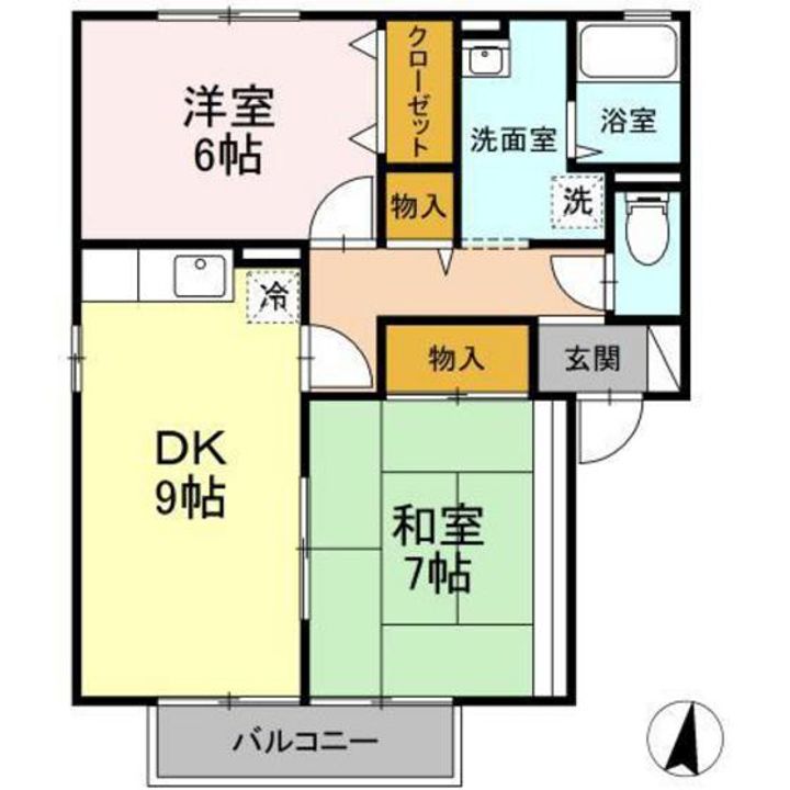 岡山県岡山市北区横井上(アパート)の賃貸物件の間取り