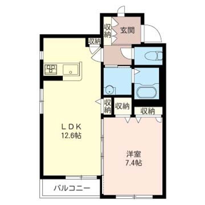 神奈川県厚木市温水(アパート)の賃貸物件の間取り