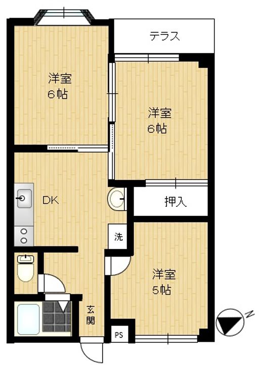 茨城県石岡市国府5(アパート)の賃貸物件の間取り