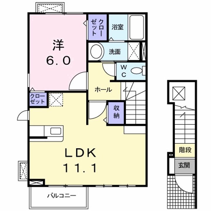 徳島県阿南市那賀川町中島(アパート)の賃貸物件の間取り