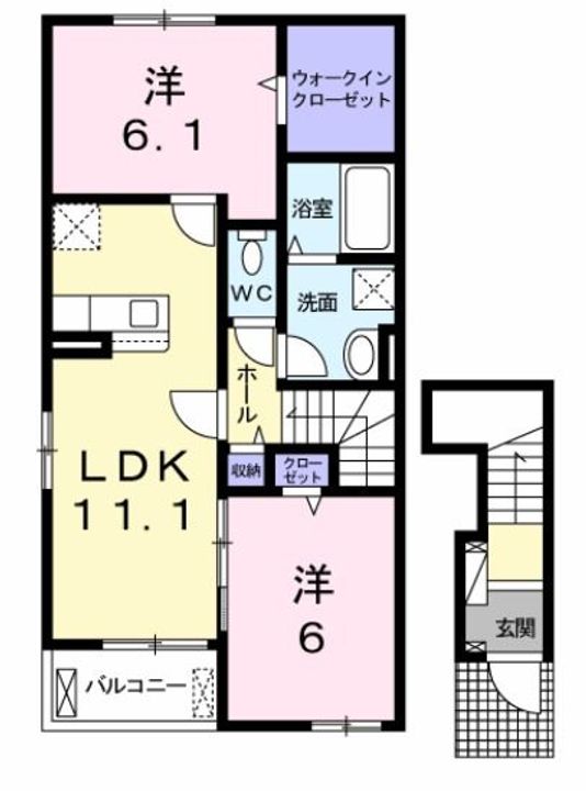 大阪府泉南市新家(アパート)の賃貸物件の間取り