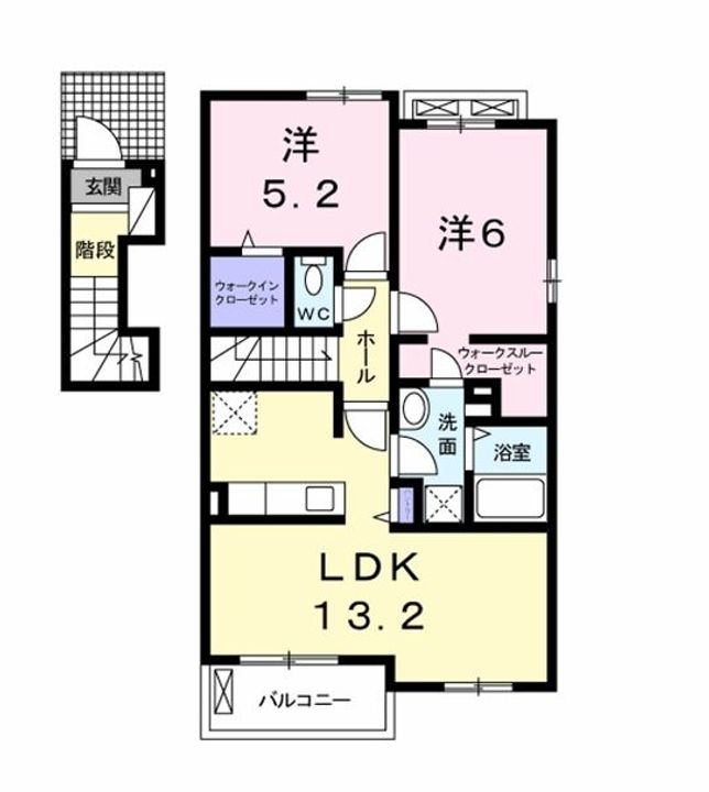 岐阜県各務原市鵜沼朝日町3(アパート)の賃貸物件の間取り