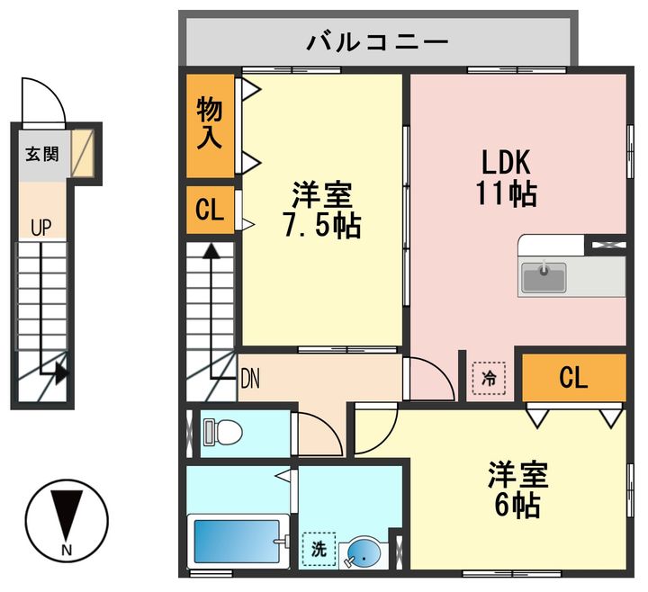 東京都葛飾区奥戸6(アパート)の賃貸物件の間取り