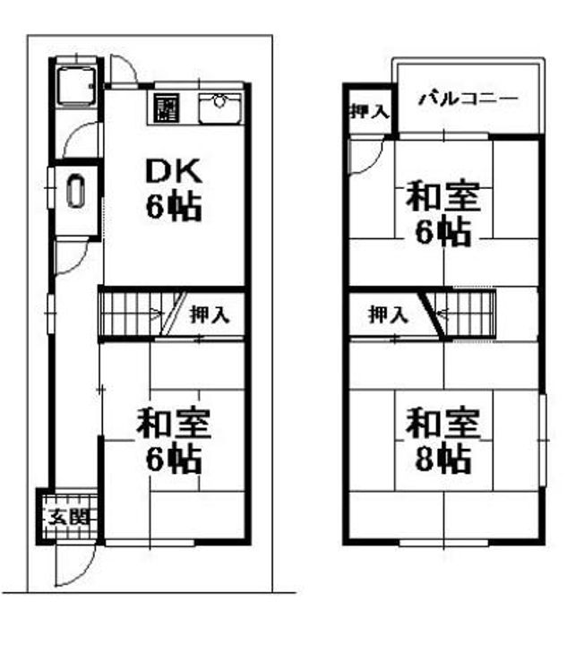 大阪府枚方市楠葉並木1(一戸建)の賃貸物件の間取り