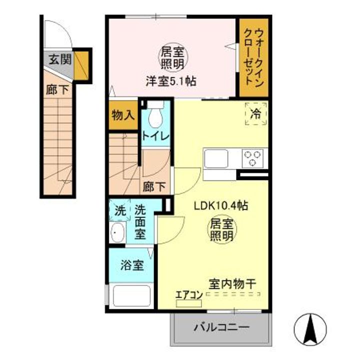 茨城県水戸市内原町(アパート)の賃貸物件の間取り