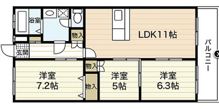 岡山県岡山市北区西長瀬(マンション)の賃貸物件の間取り