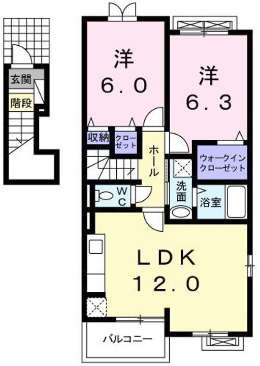 徳島県阿南市橘町幸野(アパート)の賃貸物件の間取り