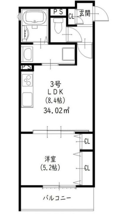 大阪府枚方市上島町(アパート)の賃貸物件の間取り