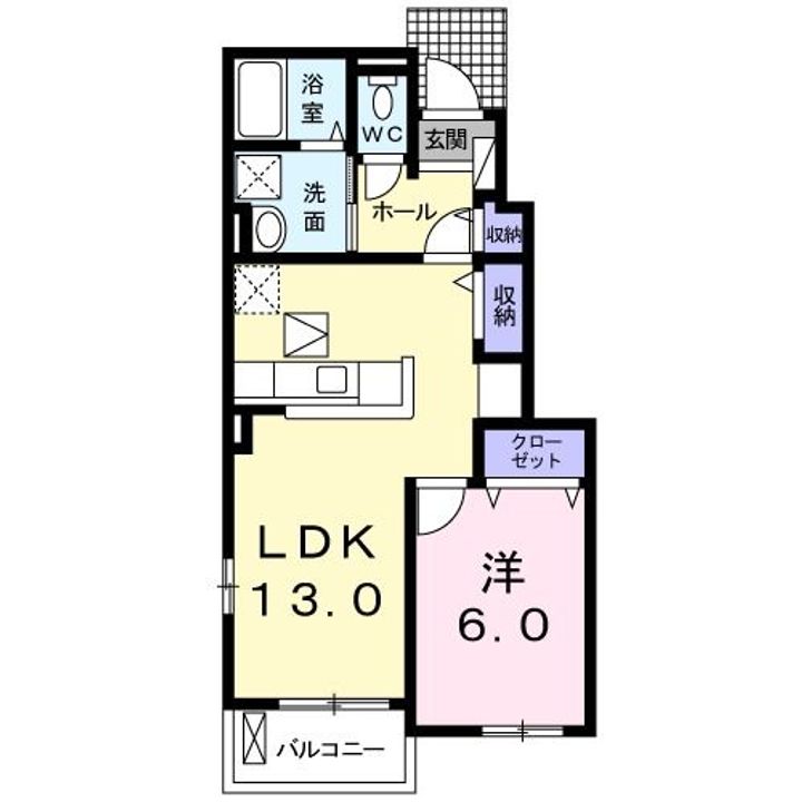 茨城県常陸太田市宮本町(アパート)の賃貸物件の間取り