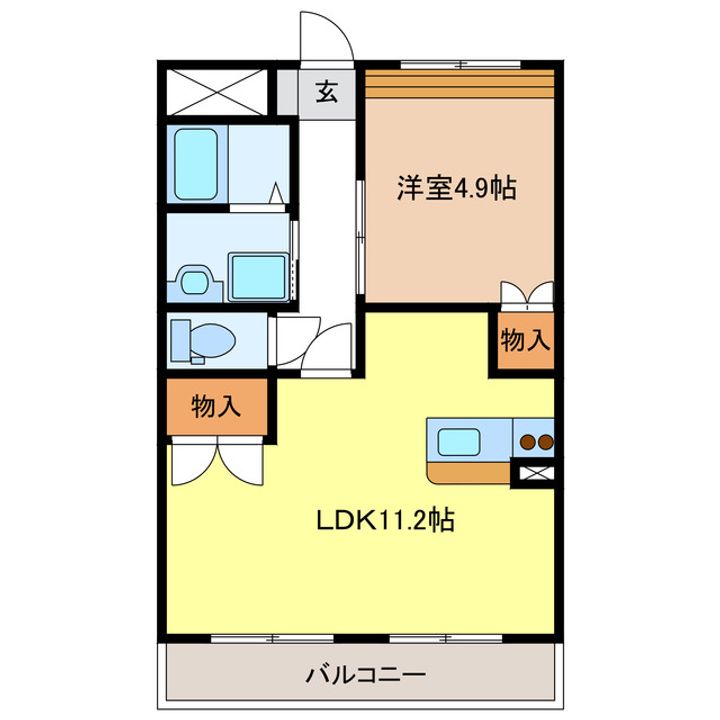 岐阜県岐阜市六条江東2(マンション)の賃貸物件の間取り