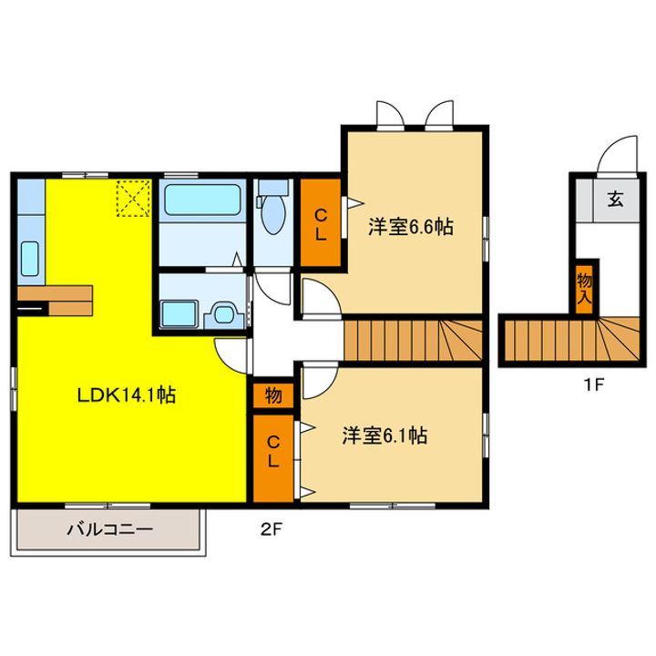岐阜県岐阜市琴塚1(アパート)の賃貸物件の間取り