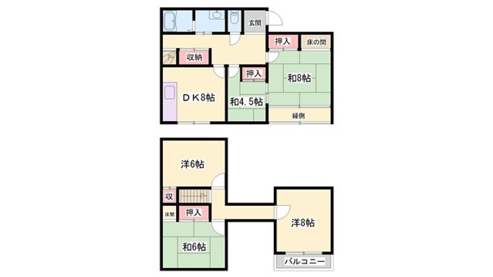 兵庫県加古川市上荘町都台1(一戸建)の賃貸物件の間取り