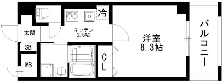 大阪府枚方市岡東町(マンション)の賃貸物件の間取り