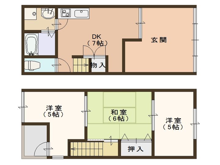 大阪府大阪市西成区天下茶屋2(一戸建)の賃貸物件の間取り