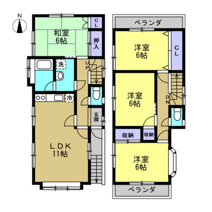 神奈川県川崎市中原区今井南町(一戸建)の賃貸物件の間取り