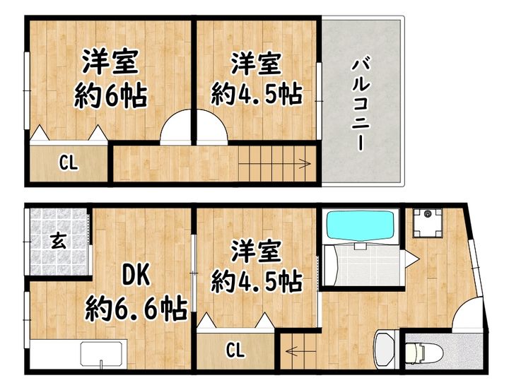 大阪府大阪市生野区中川1(一戸建)の賃貸物件の間取り