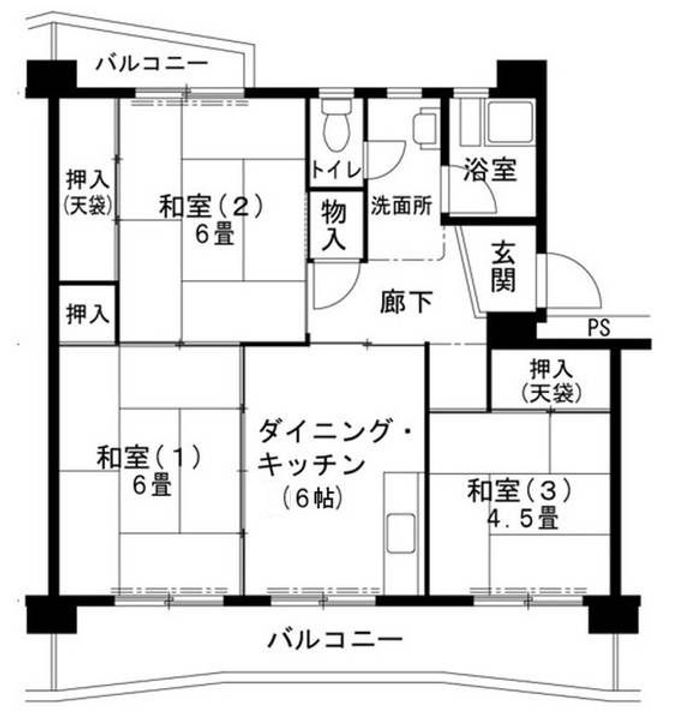 兵庫県三木市志染町西自由が丘2(マンション)の賃貸物件の間取り