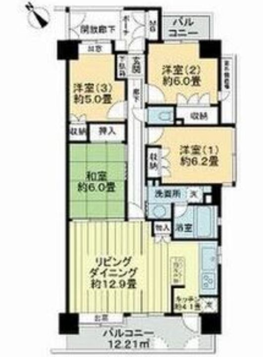 宮城県仙台市若林区石名坂(マンション)の賃貸物件の間取り