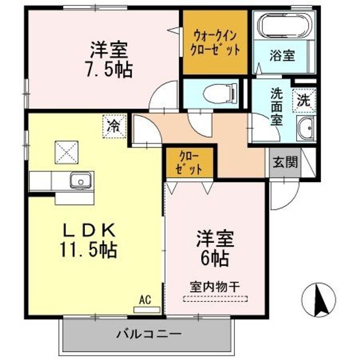 広島県福山市千田町3(アパート)の賃貸物件の間取り