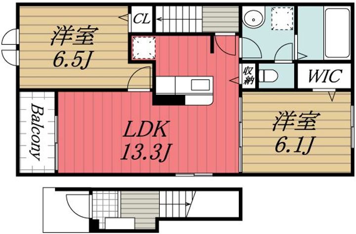 千葉県富里市七栄(アパート)の賃貸物件の間取り