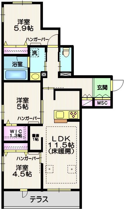 東京都世田谷区深沢5(マンション)の賃貸物件の間取り