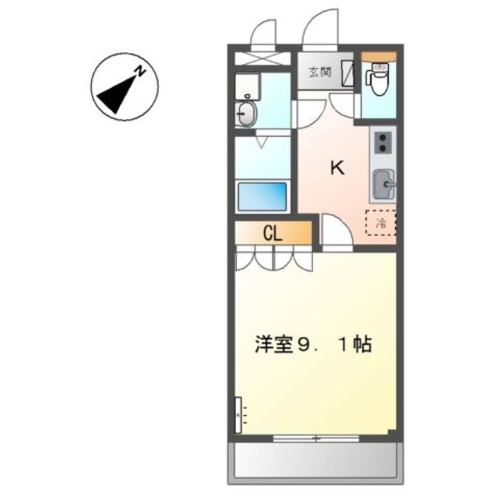 広島県福山市引野町2丁目の賃貸アパートの間取り