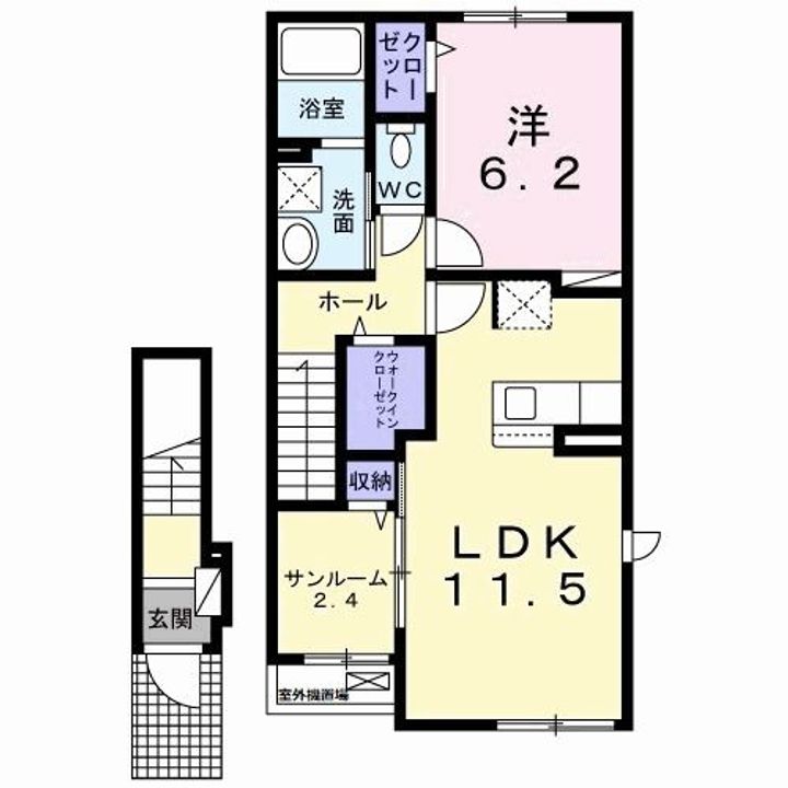 群馬県前橋市日吉町4(アパート)の賃貸物件の間取り