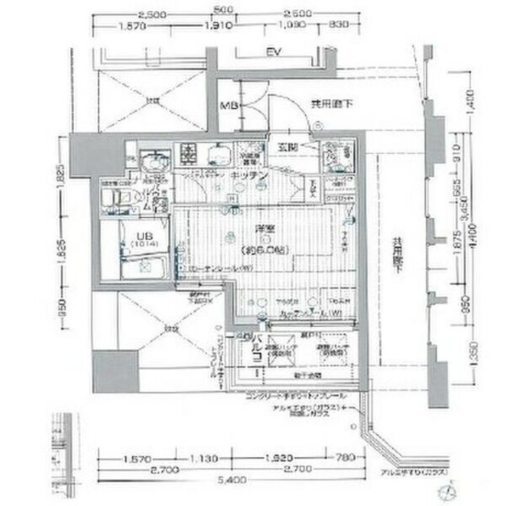 大阪府大阪市西区江之子島1(マンション)の賃貸物件の間取り