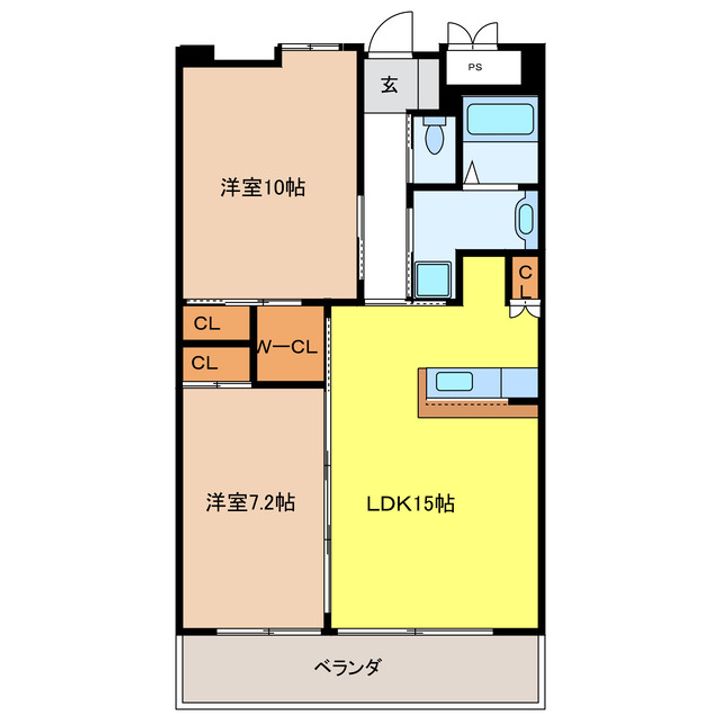 岐阜県岐阜市六条大溝3(マンション)の賃貸物件の間取り