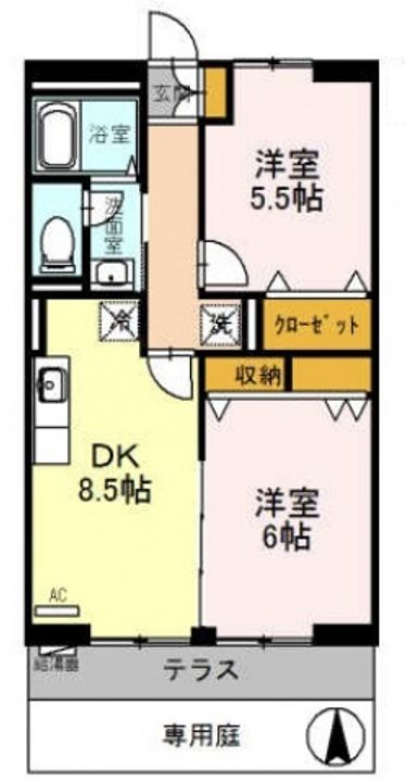 大阪府大阪市平野区瓜破3(アパート)の賃貸物件の間取り