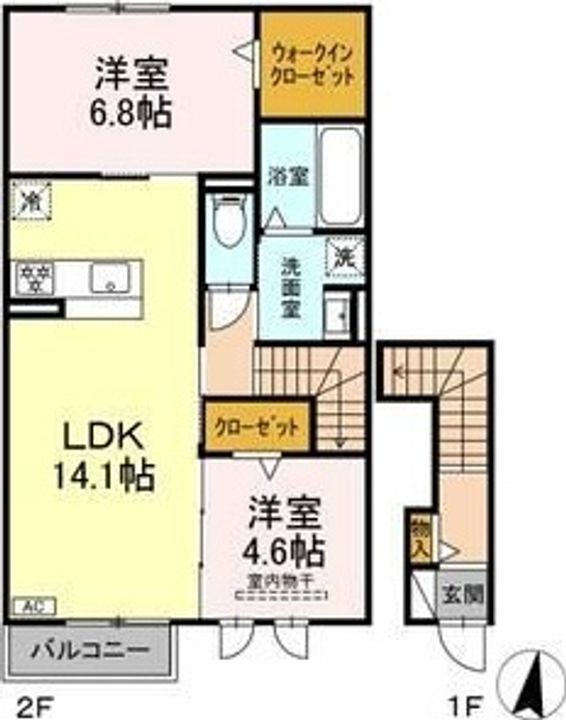 岐阜県岐阜市鏡島中1(アパート)の賃貸物件の間取り