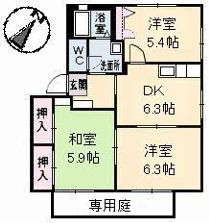 広島県福山市山手町7(アパート)の賃貸物件の間取り