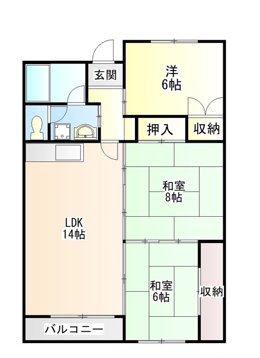 宮城県仙台市宮城野区萩野町2(マンション)の賃貸物件の間取り