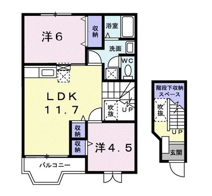 福島県福島市松川町沼袋字戸ノ内(アパート)の賃貸物件の間取り