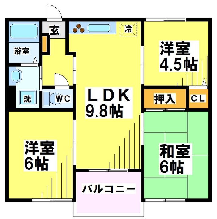 東京都府中市美好町3(マンション)の賃貸物件の間取り
