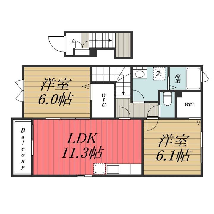 千葉県千葉市若葉区若松町(アパート)の賃貸物件の間取り