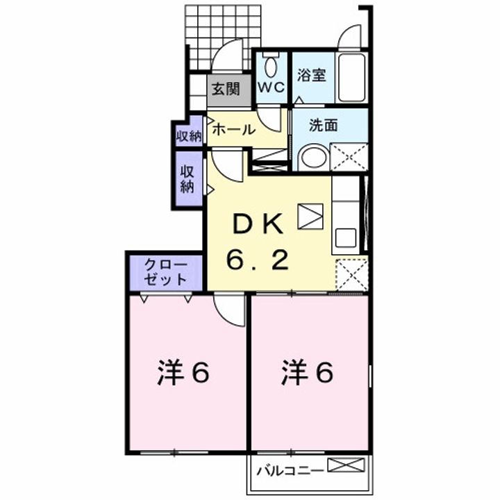徳島県阿南市那賀川町中島(アパート)の賃貸物件の間取り