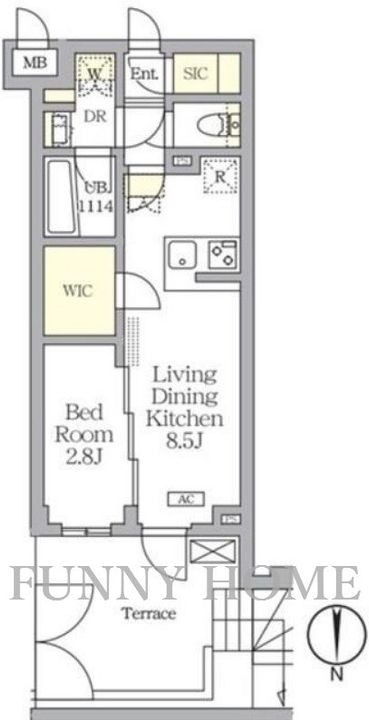 東京都目黒区中根1(マンション)の賃貸物件の間取り