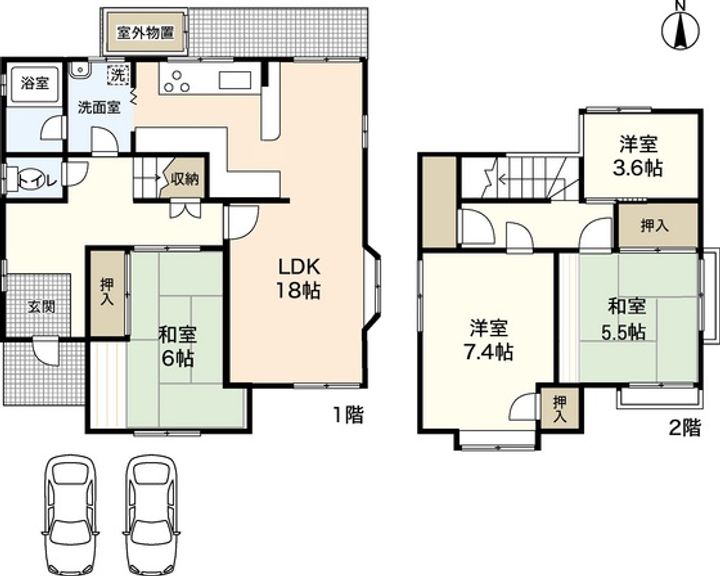 広島県広島市安佐北区落合南4(一戸建)の賃貸物件の間取り