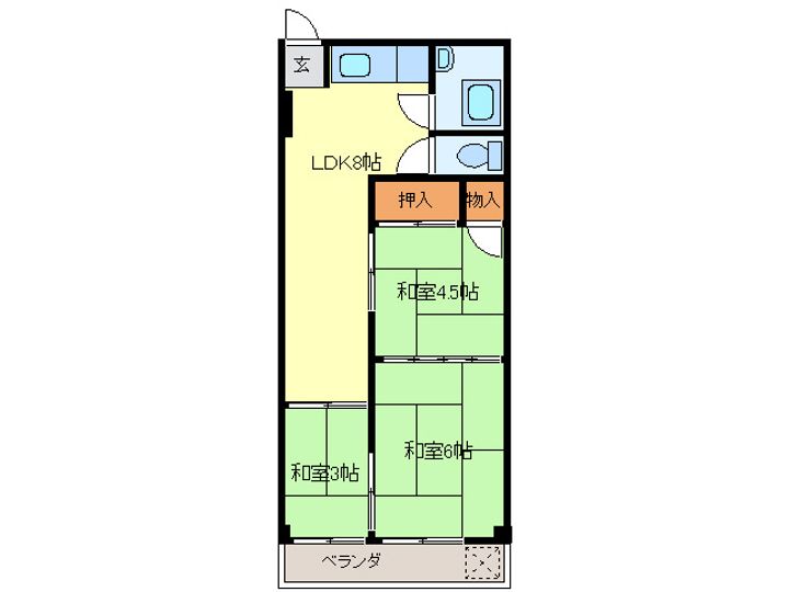 岐阜県岐阜市正木(マンション)の賃貸物件の間取り