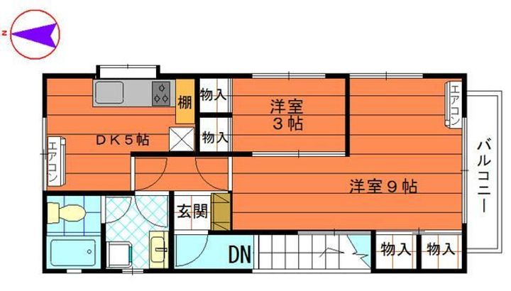 神奈川県川崎市中原区今井南町(アパート)の賃貸物件の間取り