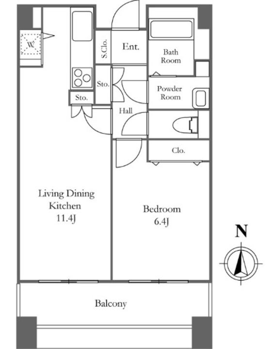 東京都中央区佃2(マンション)の賃貸物件の間取り