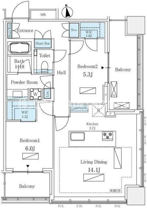 WORLD TOWER RESIDENCE(ワールドタワーレジデンス)の間取り