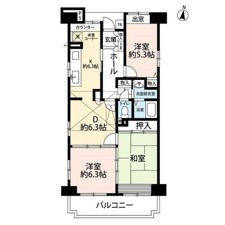 埼玉県草加市旭町2(マンション)の賃貸物件の間取り
