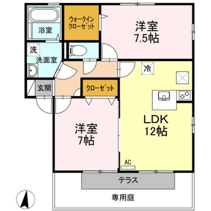 プロヴァンス土器東 B棟の間取り