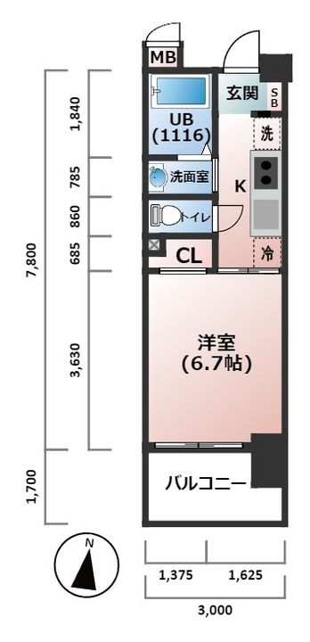 ル・パルトネール難波の間取り