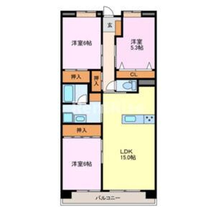 愛知県稲沢市治郎丸大角町(マンション)の賃貸物件の間取り